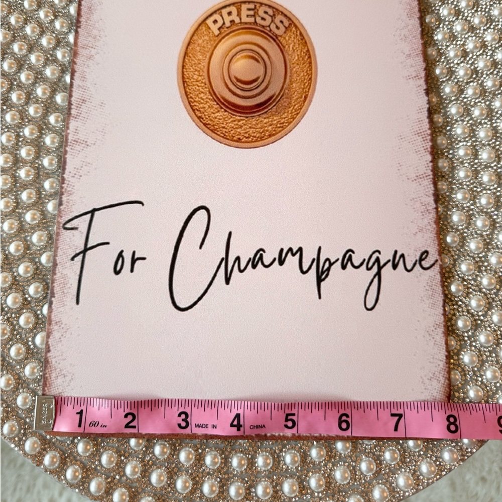 🩷 PRESS FOR CHAMPAGNE Light Pink Metal Sign Home Decor NEW